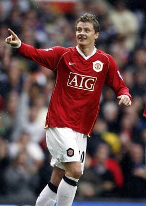 Ole Gunnar Solskjaer (Manchester United) - Torjubel - EDITORIAL USE ONLY. No use with unauthorised audio, video, data, fixture lists, club league logos or live services. Online in-match use limited to 120 images, no video emulation. No use in betting, games or single club league player publications. Fußball Herren English Premier League 2006 2007, 1. Englische Liga, Manchester United, ManU Einzelbild Manchester Freude, Fußball Herren English Premier League 2006 2007, 1. Englische Liga, Manchester United, ManU Einzelbild Manchester Freude,