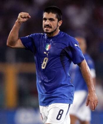 Gennaro Gattuso (Italien) jubelt -  Fußball Länderspiel Herren EM Qualifikation 2006, Nationalmannschaft, Nationaltrikot Einzelbild Rom Freude, Fußball Länderspiel Herren EM Qualifikation 2006, Nationalmannschaft, Nationaltrikot Einzelbild Rom Freude,