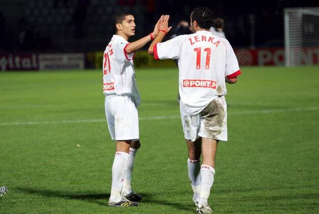 Mickael Chretien (li.) und Moncef Zerka (beide Nancy) - Schlußjubel -  (pan16896) Fußball Herren Coupe de la Ligue 2006 2007, Französischer Ligapokal, AS Nancy Lorraine Gruppe Nancy Fußball Herren Coupe de la Ligue 2006 2007, Französischer Ligapokal, AS Nancy Lorraine Gruppe Nancy  