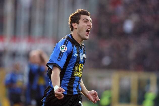Nicola Ventola (Bergamo) - Torjubel -  Fußball Herren Serie A 2006 2007, 1. Italienische Liga, Atalanta Bergamo Einzelbild Bergamo Begeisterung, Freude, Fußball Herren Serie A 2006 2007, 1. Italienische Liga, Atalanta Bergamo Einzelbild Bergamo Begeisterung, Freude,