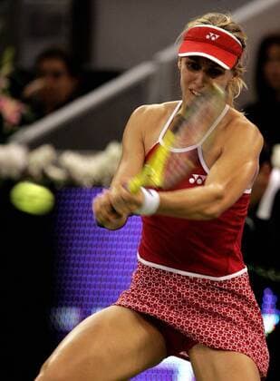 Elene Dementieva (Russland) - Rückhand -  (pan17152) Tennis WM Damen WTA Masters Tour 2006, Championships, Finale Einzelbild Madrid Dynamik, Tennis WM Damen WTA Masters Tour 2006, Championships, Finale Einzelbild Madrid Dynamik,  