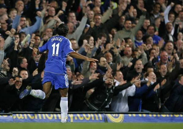 Didier Drogba (Chelsea) - Torjubel - EDITORIAL USE ONLY. No use with unauthorised audio, video, data, fixture lists, club league logos or live services. Online in-match use limited to 120 images, no video emulation. No use in betting, games or single club league player publications. Fußball Herren English Premier League 2006 2007, 1. Englische Liga, Chelsea FC London Einzelbild London Freude, Begeisterung, Fußball Herren English Premier League 2006 2007, 1. Englische Liga, Chelsea FC London Einzelbild London Freude, Begeisterung,