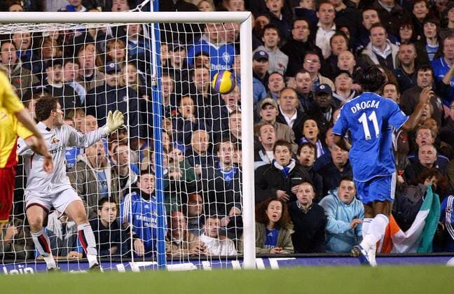 Didier Drogba (Chelsea, re.) erzielt gegen Torwart Ben Foster (Watford) das 4:0 -  Fußball Herren English Premier League 2006 2007, 1. Englische Liga, Chelsea FC London - Watford FC 4:0 Gruppe London Fußball Herren English Premier League 2006 2007, 1. Englische Liga, Chelsea FC London - Watford FC 4:0 Gruppe London