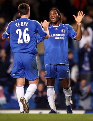 Didier Drogba (re.) und John Terry (beide Chelsea) - Torjubel -  Fußball Herren English Premier League 2006 2007, 1. Englische Liga, Chelsea FC London Gruppe London Freude, Fußball Herren English Premier League 2006 2007, 1. Englische Liga, Chelsea FC London Gruppe London Freude,
