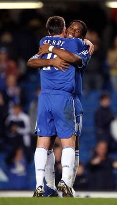 Didier Drogba (re.) und John Terry (beide Chelsea) - Torjubel -  Fußball Herren English Premier League 2006 2007, 1. Englische Liga, Chelsea FC London Gruppe London Harmonie, Freude, Fußball Herren English Premier League 2006 2007, 1. Englische Liga, Chelsea FC London Gruppe London Harmonie, Freude,