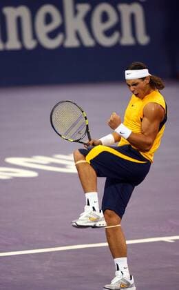 Rafael Nadal (Spanien) jubelt - Tennis WM Herren Masters Cup 2006, MastersCup, ATP WM, Series, Tour Einzelbild Shanghai Freude, Begeisterung, Tennis WM Herren Masters Cup 2006, MastersCup, ATP WM, Series, Tour Einzelbild Shanghai Freude, Begeisterung,