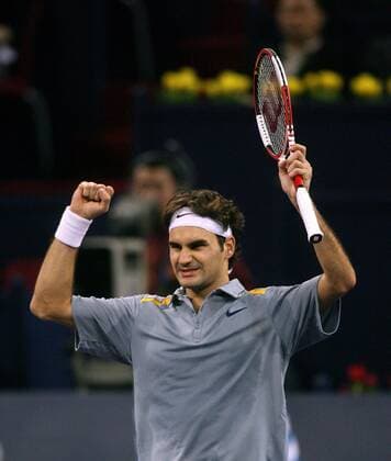 Roger Federer (Schweiz) jubelt Tennis Herren Masters Cup 2006, MastersCup, ATP WM, Tour, Series Einzelbild Shanghai Freude, Tennis Herren Masters Cup 2006, MastersCup, ATP WM, Tour, Series Einzelbild Shanghai Freude,