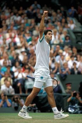 Pete Sampras (USA) - Jubel Tennis Herren All England Championships 1992, Grand Slam, ATP Tour Einzelbild Wimbledon, Aufnahmedatum geschätzt London Tennis Herren All England Championships 1992, Grand Slam, ATP Tour Einzelbild Wimbledon, Aufnahmedatum geschätzt London