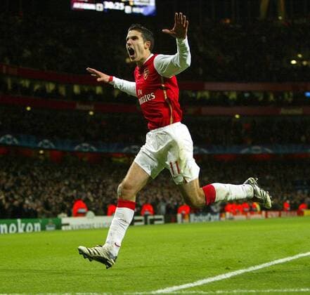 Robin van Persie (Arsenal) Torjubel -  Fußball EC 1 Herren Champions League 2006 2007, Arsenal FC London Einzelbild London Begeisterung, Freude, Fußball EC 1 Herren Champions League 2006 2007, Arsenal FC London Einzelbild London Begeisterung, Freude,