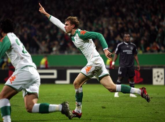 Per Mertesacker (Bremen) - Torjubel Fußball EC 1 Herren Champions League 2006 2007, SV Werder Bremen Gruppe Bremen Freude, Fußball EC 1 Herren Champions League 2006 2007, SV Werder Bremen Gruppe Bremen Freude,