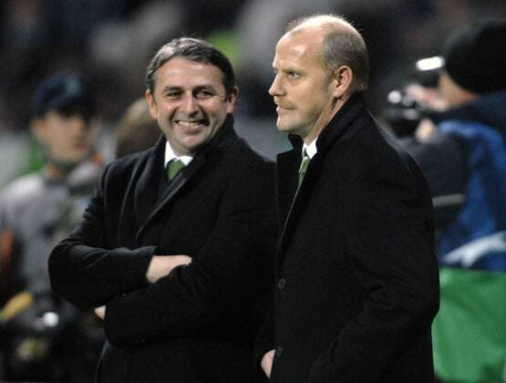 Trainer Thomas Schaaf (re.) und Geschäftsführer Klaus Allofs (beide Bremen) Fußball EC 1 Herren Champions League 2006 2007, SV Werder Bremen Gruppe Bremen Fußball EC 1 Herren Champions League 2006 2007, SV Werder Bremen Gruppe Bremen