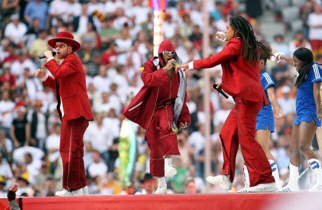 Eröffnungsfeier zur WM 2006 - die Berliner Band Seeed sorgt mit ihrer Dancehall Music für Stimmung Fußball Länderspiel Herren WM 2006, Nationalmannschaft, Eröffnungsfeier, Eröffnung, Zeremonie Gruppe München Fußball Länderspiel Herren WM 2006, Nationalmannschaft, Eröffnungsfeier, Eröffnung, Zeremonie Gruppe München