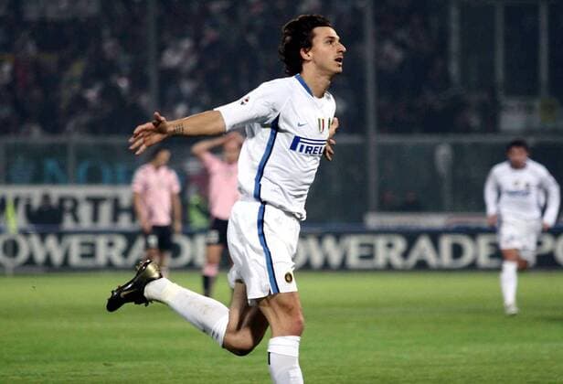 Zlatan Ibrahimovic (Inter) - Torjubel -  Fußball Herren Serie A 2006 2007, 1. Italienische Liga, Internazionale Mailand Einzelbild Palermo Freude, Fußball Herren Serie A 2006 2007, 1. Italienische Liga, Internazionale Mailand Einzelbild Palermo Freude,