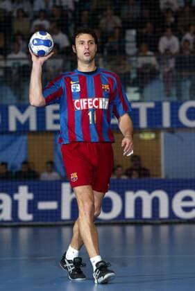 Jerome Fernandez (FC Barcelona) am Ball -  (pan17677) Handball EC 1 Herren Champions League 2006 2007, FC Barcelona, Barca Einzelbild Montpellier Dynamik, Handball EC 1 Herren Champions League 2006 2007, FC Barcelona, Barca Einzelbild Montpellier Dynamik,  