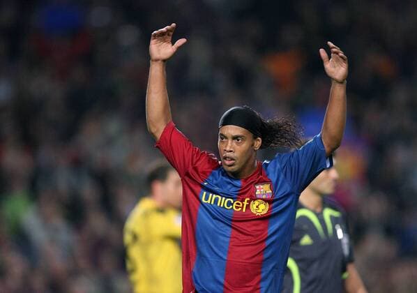 Ronaldinho (FC Barcelona) - Torjubel Fußball EC 1 Herren Champions League 2006 2007, FC Barcelona, Barca, Vdig Einzelbild Barcelona Freude, Fußball EC 1 Herren Champions League 2006 2007, FC Barcelona, Barca, Vdig Einzelbild Barcelona Freude,