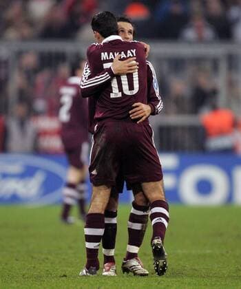 Hasan Salihamidzic (re.) und Roy Makaay (beide Bayern) - Torjubel Fußball EC 1 Herren Champions League 2006 2007, FC Bayern München Gruppe München Freude, Fußball EC 1 Herren Champions League 2006 2007, FC Bayern München Gruppe München Freude,