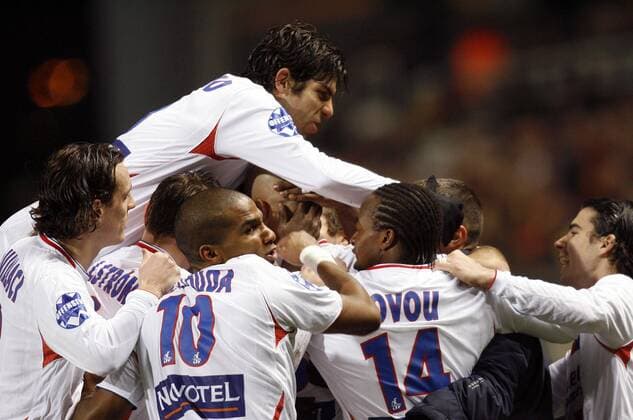 Torjubel Lyon -  (pan17855) Fußball Herren Ligue 1 2006 2007, 1. Französische Liga, Olympique Lyonnais, OL Gruppe Lens Freude, Fußball Herren Ligue 1 2006 2007, 1. Französische Liga, Olympique Lyonnais, OL Gruppe Lens Freude,  