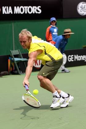 Stefan Koubek (Österreich) - Rückhand Tennis Herren Australian Open 2007, Grand Slam, ATP Tour, Einzelbild Melbourne Dynamik, Tennis Herren Australian Open 2007, Grand Slam, ATP Tour, Einzelbild Melbourne Dynamik,