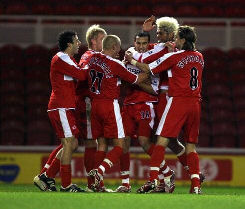 Torjubel Middlesbrough - Fußball Herren English FA Cup 2006 2007, Englischer Pokal, Pokalspiel, Middlesbrough FC, English Premier League Gruppe 1. Englische Liga Middlesbrough Freude, Fußball Herren English FA Cup 2006 2007, Englischer Pokal, Pokalspiel, Middlesbrough FC, English Premier League Gruppe 1. Englische Liga Middlesbrough Freude,