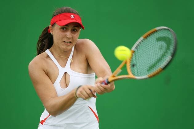 Tamira Paszek (Österreich) - Rückhand Tennis Damen Australian Open 2007, WTA Tour, Grand Slam Einzelbild Melbourne Tennis Damen Australian Open 2007, WTA Tour, Grand Slam Einzelbild Melbourne