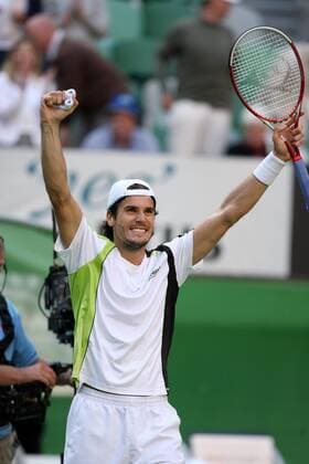 Thomas Haas (Deutschland) - Schlußjubel Tennis Herren Australian Open 2007, Grand Slam, ATP Tour Einzelbild Melbourne Freude, Begeisterung, Tennis Herren Australian Open 2007, Grand Slam, ATP Tour Einzelbild Melbourne Freude, Begeisterung,