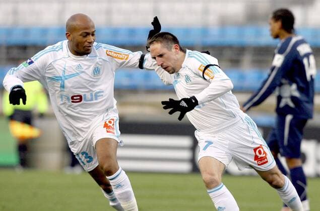 Franck Ribery (re.) und Toifilou Maoulida (beide Marseille) - Torjubel -  (pan18379) Fußball Herren Ligue 1 2006 2007, 1. Französische Liga, Olympique de Marseille Gruppe Marseille Freude, Fußball Herren Ligue 1 2006 2007, 1. Französische Liga, Olympique de Marseille Gruppe Marseille Freude,  