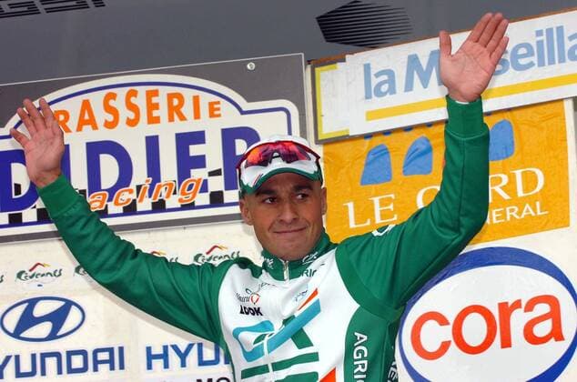 Angelo Furlan (Italien Credit Agricole), Gewinner der 1. Etappe der Etoile de Besseges 2007 -  Radsport Herren Etoile de Besseges 2007, Straßenradsport, Straße, Rad Einzelbild 1. Etappe: Pezenas - Palavats les Flots Freude, Radsport Herren Etoile de Besseges 2007, Straßenradsport, Straße, Rad Einzelbild 1. Etappe: Pezenas - Palavats les Flots Freude,
