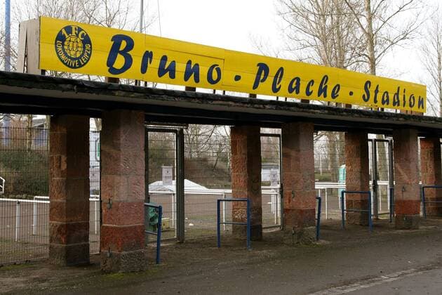Eingang zum Bruno Plache Stadion, Heimstätte des 1. FC Lokomotive Leipzig Fußball Herren Saison 2006 2007, 1. FC Lokomotive Leipzig, Lok, Totale Bruno Plache Stadion Leipzig Fußball Herren Saison 2006 2007, 1. FC Lokomotive Leipzig, Lok, Totale Bruno Plache Stadion Leipzig
