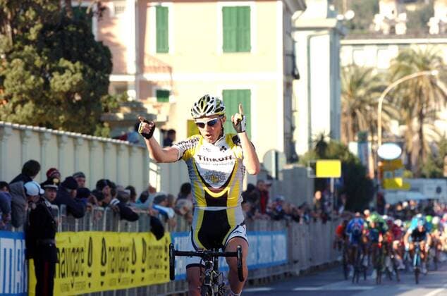 Mikhail Ignatiev (Rußland Tinkoff Credit Systems) gewinnt die Trofeo Laigueglia 2007 -  Radsport Herren Trofeo Laigueglia 2007, Straßenradsport, Straße, Rad Einzelbild Freude, Radsport Herren Trofeo Laigueglia 2007, Straßenradsport, Straße, Rad Einzelbild Freude,