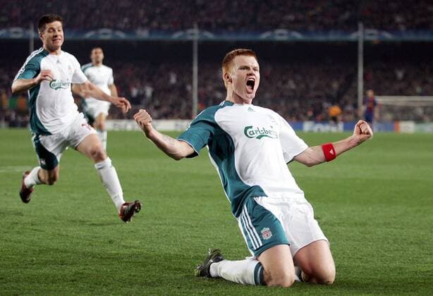 John Arne Riise (Liverpool) - Torjubel -  Fußball EC 1 Herren Champions League 2006 2007, FC Liverpool Einzelbild Barcelona Begeisterung, Freude, Fußball EC 1 Herren Champions League 2006 2007, FC Liverpool Einzelbild Barcelona Begeisterung, Freude,