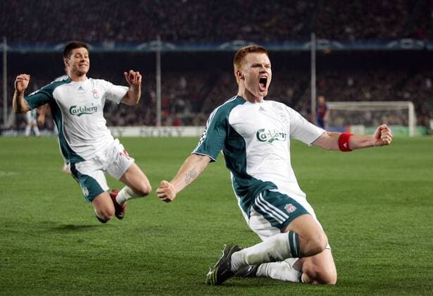 John Arne Riise (Liverpool) - Torjubel -  Fußball EC 1 Herren Champions League 2006 2007, FC Liverpool Einzelbild Barcelona Begeisterung, Freude, Fußball EC 1 Herren Champions League 2006 2007, FC Liverpool Einzelbild Barcelona Begeisterung, Freude,