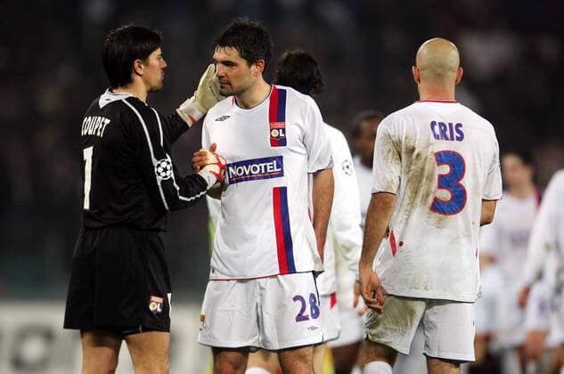 Jeremy Toulalan (re.) und Torwart Gregory Coupet (beide Lyon) - Schlußjubel -  (pan18956) Fußball EC 1 Herren Champions League 2006 2007, Olympique Lyonnais, OL Gruppe Rom Fußball EC 1 Herren Champions League 2006 2007, Olympique Lyonnais, OL Gruppe Rom  
