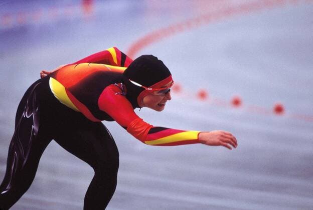 Claudia Pechstein (Deutschland) -  Eisschnellauf OS Winter Damen Olympische Spiele Nagano 1998, Winterspiele, 5000m, 5000 m, Meter, Vdia Einzelbild aflo006 Nagano Eisschnellauf OS Winter Damen Olympische Spiele Nagano 1998, Winterspiele, 5000m, 5000 m, Meter, Vdia Einzelbild aflo006 Nagano