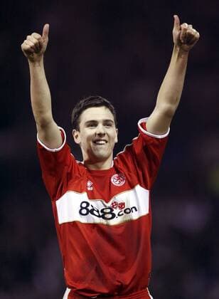 Stewart Downing (Middlesbrough) - Schlußjubel - EDITORIAL USE ONLY. No use with unauthorised audio, video, data, fixture lists, club league logos or live services. Online in-match use limited to 120 images, no video emulation. No use in betting, games or single club league player publications. Fußball Herren FA Cup 2006 2007, Pokalspiel, Englischer Pokal, Middlesbrough FC Einzelbild West Bromwich Freude, Fußball Herren FA Cup 2006 2007, Pokalspiel, Englischer Pokal, Middlesbrough FC Einzelbild West Bromwich Freude,