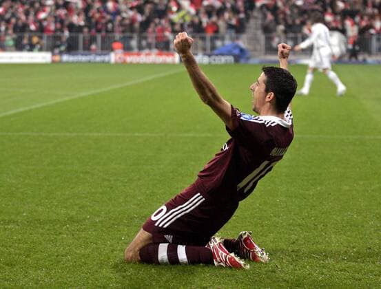 Roy Makaay (Bayern) - Torjubel Fußball EC 1 Herren Champions League 2006 2007, FC Bayern München Einzelbild o0 Achtelfinale München Freude, Begeisterung Fußball EC 1 Herren Champions League 2006 2007, FC Bayern München Einzelbild o0 Achtelfinale München Freude, Begeisterung