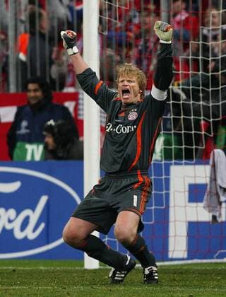 Torwart Oliver Kahn (Bayern) - Torjubel Fußball EC 1 Herren Champions League 2006 2007, FC Bayern München Einzelbild Achtelfinale München Freude, Begeisterung, Fußball EC 1 Herren Champions League 2006 2007, FC Bayern München Einzelbild Achtelfinale München Freude, Begeisterung,