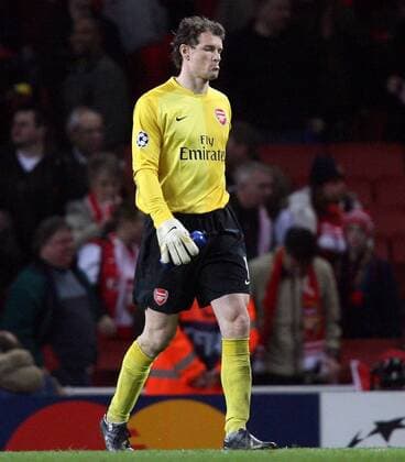 Torwart Jens Lehmann (Arsenal) - enttäuschter Abgang Fußball EC 1 Herren Champions League 2006 2007, Arsenal FC London, Achtelfinale Einzelbild London Fußball EC 1 Herren Champions League 2006 2007, Arsenal FC London, Achtelfinale Einzelbild London