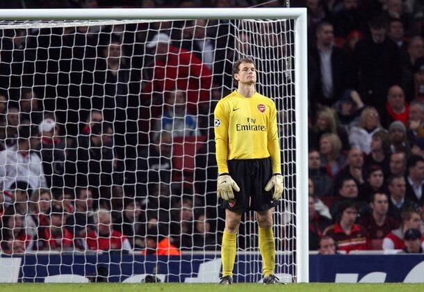 Torwart Jens Lehmann (Arsenal) enttäuscht Fußball EC 1 Herren Champions League 2006 2007, Arsenal FC London, Achtelfinale Einzelbild London Fußball EC 1 Herren Champions League 2006 2007, Arsenal FC London, Achtelfinale Einzelbild London