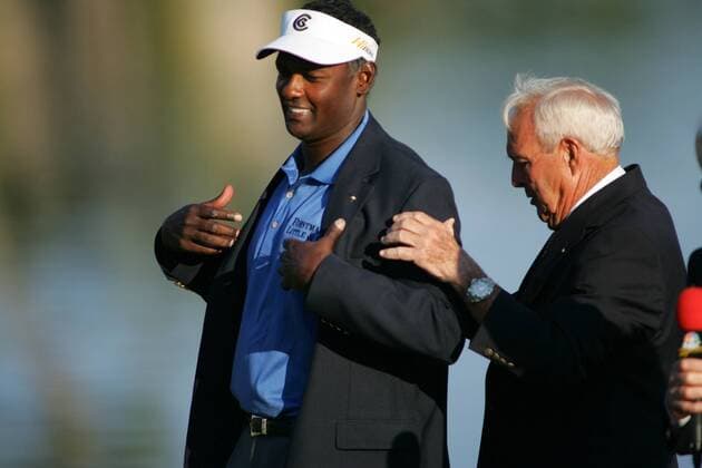 Vijah Singh (Fidschi Inseln, li.), Sieger der Arnold Palmer Invitational 2007 und Golflegende Arnold Palmer (USA) - (Icon760107444) Golf Herren Arnold Palmer Invitational 2007, PGA Tour, Einladungsturnier Gruppe Orlando Golf Herren Arnold Palmer Invitational 2007, PGA Tour, Einladungsturnier Gruppe Orlando EDITORIAL USE ONLY