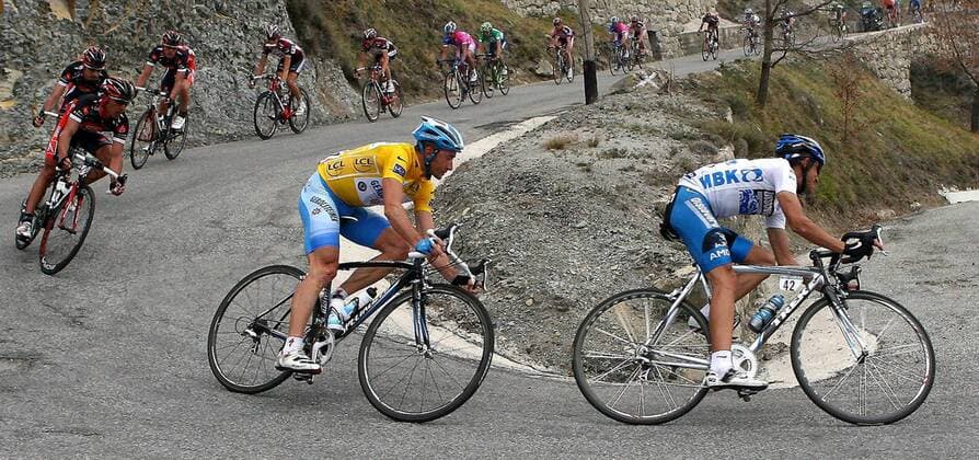 Alberto Contador (Spanien Discovery Channel, re.) vor Davide Rebellin (Italien Gerolsteiner) -  (pan19367) Radsport Herren Paris Nizza 2007, ProTour, Straßenradsport, Straße, Rad, Vdig Gruppe 7. Etappe: Nice - Nice Radsport Herren Paris Nizza 2007, ProTour, Straßenradsport, Straße, Rad, Vdig Gruppe 7. Etappe: Nice - Nice  