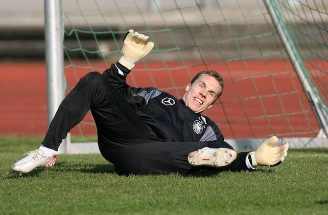 Torwart Robert Enke (Deutschland) am Boden Fußball Herren Nationalteam 2007, Training Einzelbild Düsseldorf Fußball Herren Nationalteam 2007, Training Einzelbild Düsseldorf
