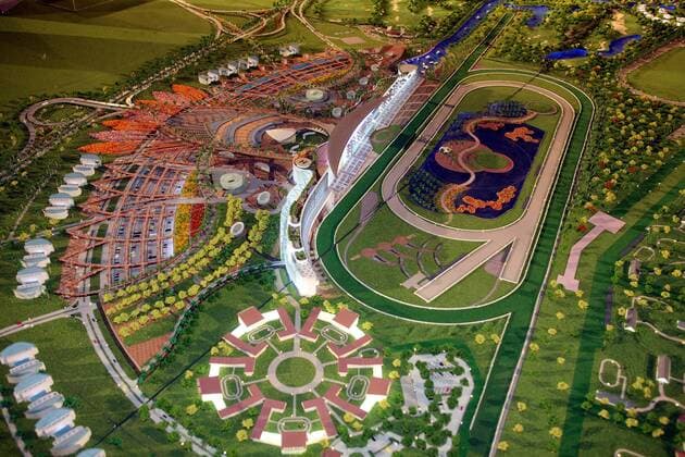 Modell der neuen Pferderennbahn MEYDAN in Dubai Pferdesport Herren Präsentation 2007, Galopp, Reiten, Reitsport, Pferderennen, Pferderennsport, Rennbahn, Neubau Totale Meydan Race Course Dubai VAE Pferdesport Herren Präsentation 2007, Galopp, Reiten, Reitsport, Pferderennen, Pferderennsport, Rennbahn, Neubau Totale Meydan Race Course Dubai VAE