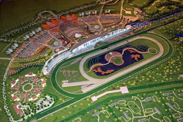 Modell der neuen Pferderennbahn MEYDAN in Dubai Pferdesport Herren Präsentation 2007, Galopp, Reiten, Reitsport, Pferderennen, Pferderennsport, Rennbahn, Neubau Totale Meydan Race Course Dubai VAE Pferdesport Herren Präsentation 2007, Galopp, Reiten, Reitsport, Pferderennen, Pferderennsport, Rennbahn, Neubau Totale Meydan Race Course Dubai VAE