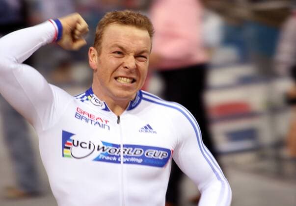 Chris Hoy (Großbritannien) ist Weltmeister 2007 im Einzelzeitfahren -  Radsport WM Herren WM 2007, Rad, Bahn, Bahnrad, Halle, Indoor, Bahnradsport, Nationaltrikot Einzelbild Palma de Mallorca Begeisterung, Freude, Radsport WM Herren WM 2007, Rad, Bahn, Bahnrad, Halle, Indoor, Bahnradsport, Nationaltrikot Einzelbild Palma de Mallorca Begeisterung, Freude,