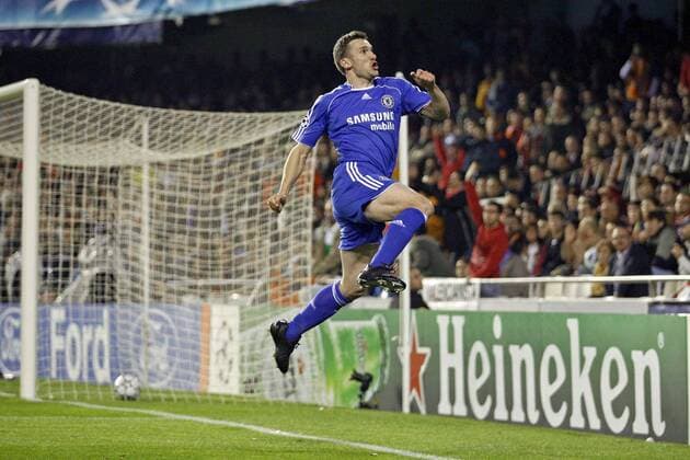 Andriy Shevchenko (Chelsea) - Torjubel - EDITORIAL USE ONLY. No use with unauthorised audio, video, data, fixture lists, club league logos or live services. Online in-match use limited to 120 images, no video emulation. No use in betting, games or single club league player publications. Fußball EC 1 Herren Champions League 2006 2007, Chelsea FC London Einzelbild Valencia Freude, Begeisterung, Fußball EC 1 Herren Champions League 2006 2007, Chelsea FC London Einzelbild Valencia Freude, Begeisterung,