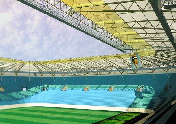 Computersimulation der neuen Dnipro Arena in Dnjepropetrowsk - Wettkampfstätte der Euro 2012 -  (EN00135489006) Fußball EM Herren Vorschau 2007, Euro 2012, Austragungsort, Wettkampfstätte, Spielstätten, Totale Dnjepropetrowsk Fußball EM Herren Vorschau 2007, Euro 2012, Austragungsort, Wettkampfstätte, Spielstätten, Totale Dnjepropetrowsk