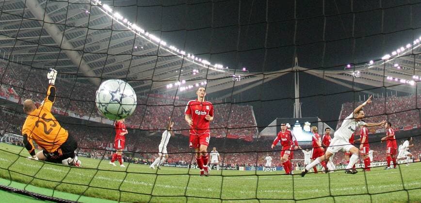 Filippo Inzaghi (AC Mailand, re.) - Torjubel, li. Torwart Pepe Reina (Liverpool) reklamiert auf Abseits - Fußball EC 1 Herren Champions League 2006 2007, Finale, Endspiel, Milan- FC Liverpool Gruppe Olympiastadion, Olympic Stadium Athen Freude, Fußball EC 1 Herren Champions League 2006 2007, Finale, Endspiel, Milan- FC Liverpool Gruppe Olympiastadion, Olympic Stadium Athen Freude,