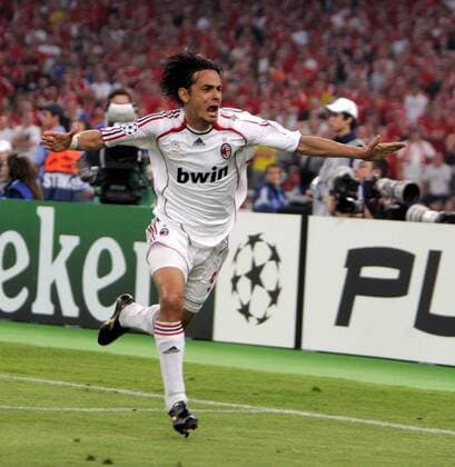 Filippo Inzaghi (AC Mailand) - Torjubel Fußball EC 1 Herren Champions League 2006 2007, Finale, Endspiel, AC Mailand, Milan Einzelbild Athen Freude, Begeisterung, Fußball EC 1 Herren Champions League 2006 2007, Finale, Endspiel, AC Mailand, Milan Einzelbild Athen Freude, Begeisterung,