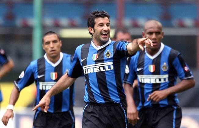 Luis Figo (Inter Mailand) - Torjubel -  Fußball Herren Serie A 2006 2007, 1. Italienische Liga, FC Internazionale Mailand Einzelbild Mailand Freude, Fußball Herren Serie A 2006 2007, 1. Italienische Liga, FC Internazionale Mailand Einzelbild Mailand Freude,