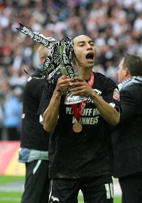 Craig Fagan (Derby County) gewinnt mit seinem Verein das Finale um den Aufstieg - Fußball Herren Football League Championship 2006 2007, 2. Englische Liga, Finale, Endspiel, Einzelbild London Freude, Begeisterung, Fußball Herren Football League Championship 2006 2007, 2. Englische Liga, Finale, Endspiel, Einzelbild London Freude, Begeisterung,